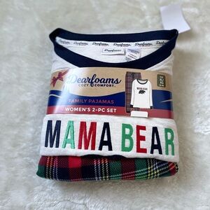 Dearfoam Dearfoams Women's Plaid Bear Matching Family Pajamas Set, 2-Piece
